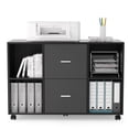 thumbnail image 3 of LaMuseCybèle 2 Drawer Wooden horizontal filing cabinet with 4 open storage shelves, black oak dark gray, 3 of 4