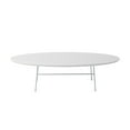 thumbnail image 4 of LeisureMod Rossmore Mid Century Modern Oval Coffee Table with White Powder Coated Steel Frame, MDF Wood with Ash Veneer Top Contemporary Accent Coffee Table for Living Room and Bedroom (White), 4 of 9