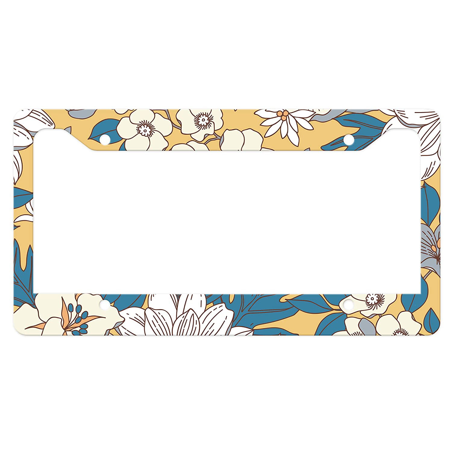 Flower and Leaves License Plate Frame 