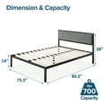 thumbnail image 6 of Zinus Korey 38" Metal Platform Bed with Upholstered Headboard, King, 6 of 11