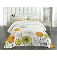 thumbnail image 3 of Ambesonne Garden Quilted Bedspread Set 3 Pcs, Umbelifers Petals, Queen Size, Marigold Yellow, 3 of 5