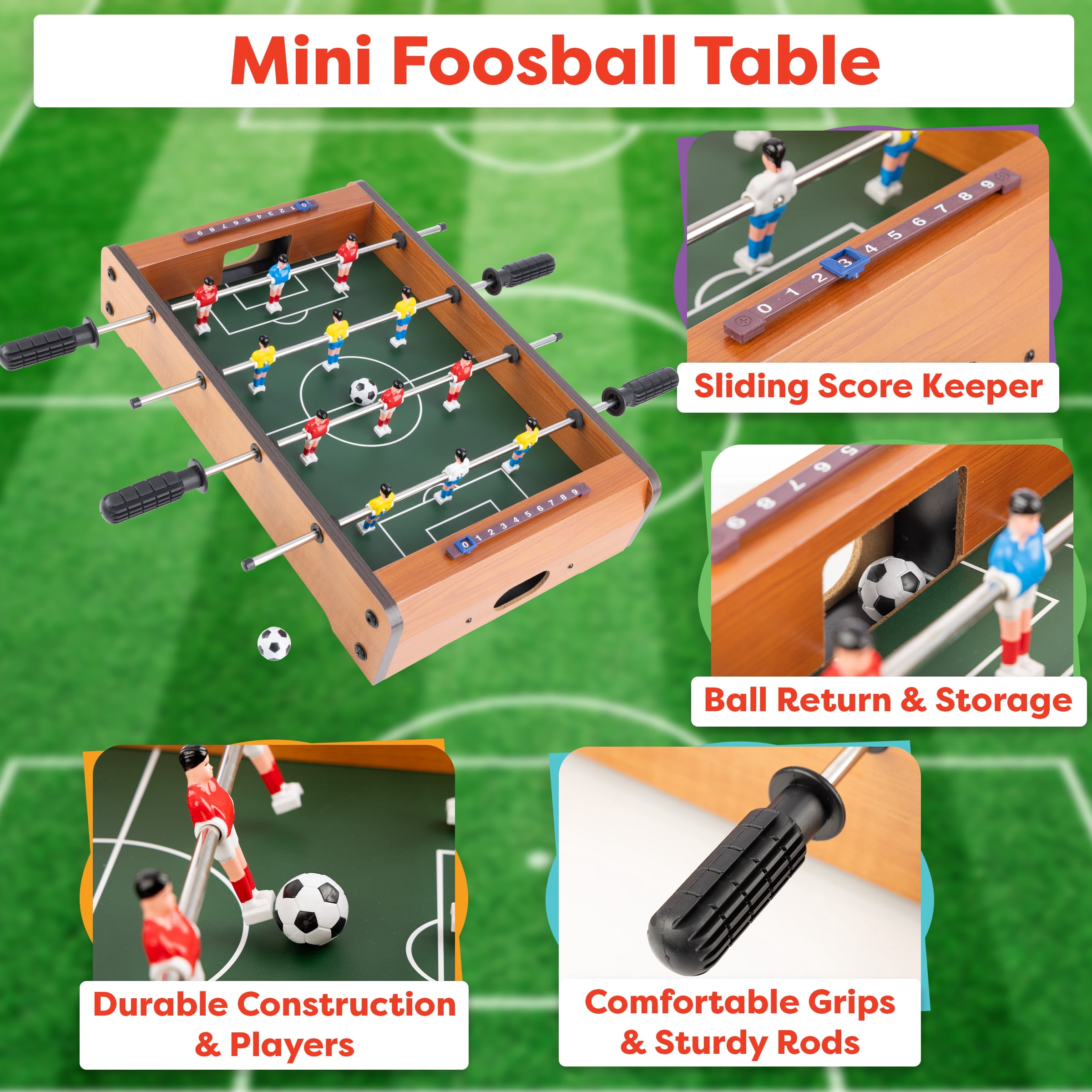 Hey Play 20-Inch Mini Foosball Table - Includes 2 Balls and Score Keeper