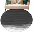 thumbnail image 2 of Black Gradient Round Living Room Rugs 5 ft, Watercolor Abstract Black Gradient Water Ripples Washable Area Rug with Non-Slip Sturdy Edge Binding Round Carpet for Entryway Kitchen Bedroom Bathroom, 2 of 9