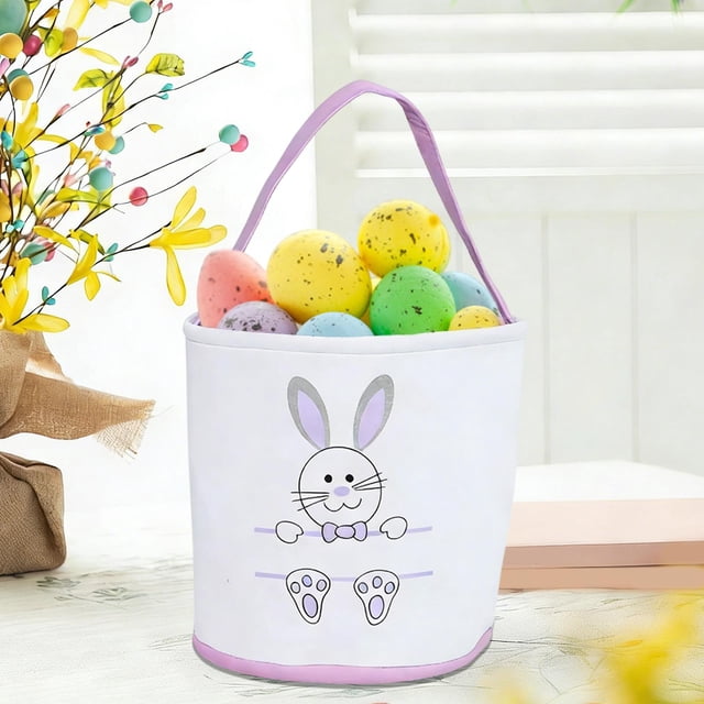 Rewenti Easter Bunny Decorative Gift Bags Food Bags Candy Bags Handheld Storage Baskets Canvas Storage Bags