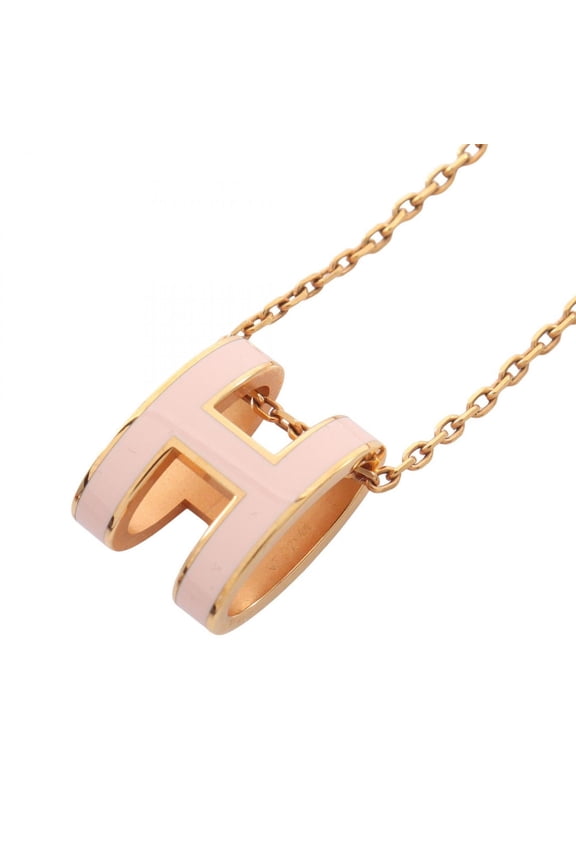 Pre-Owned Hermes POP H necklace, gold-plated (GP), women's, pink/gold tones.
