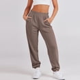 thumbnail image 2 of Gibobby pantalones de mujer de mezclilla Pantalones de chándal inferiores para mujer con bolsillos Pantalones de chándal holgados casuales de vellón (Marrón, XL), 2 of 5