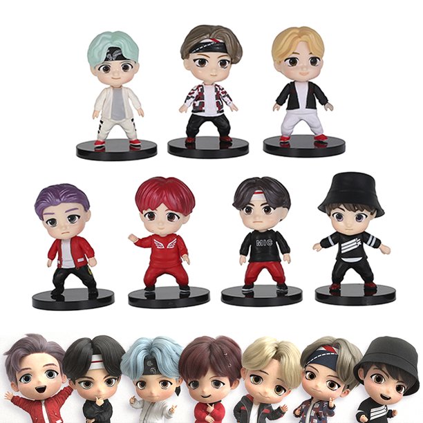 Muyoka 7 UNIDS BTS Personaje Bangtan Boys Figura Mu帽eca Juguetes Mini Modelo Lindo PVC Dibujos Animados Ni帽os Ni帽os Regalo de Cumplea帽os