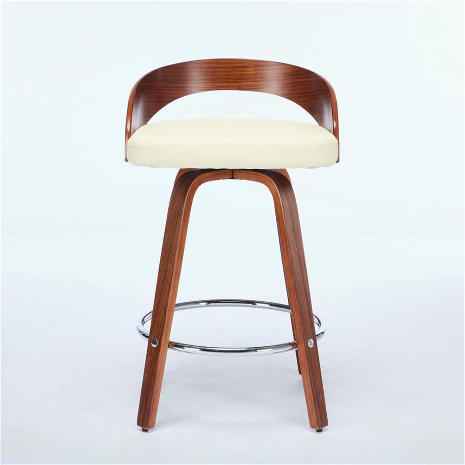 Demi Bonn 30" Counter Height Bar Stools Set of 2, Upholstered Swivel Barstools with Back, Kitchen Island Countertop Chairs for Dining Room, Beige