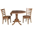 thumbnail image 5 of 42" Solid Wood Dual Drop Leaf Pedestal Dining Table With 2 Emily Side Chairs in Distressed Oak by International Concepts, 5 of 7