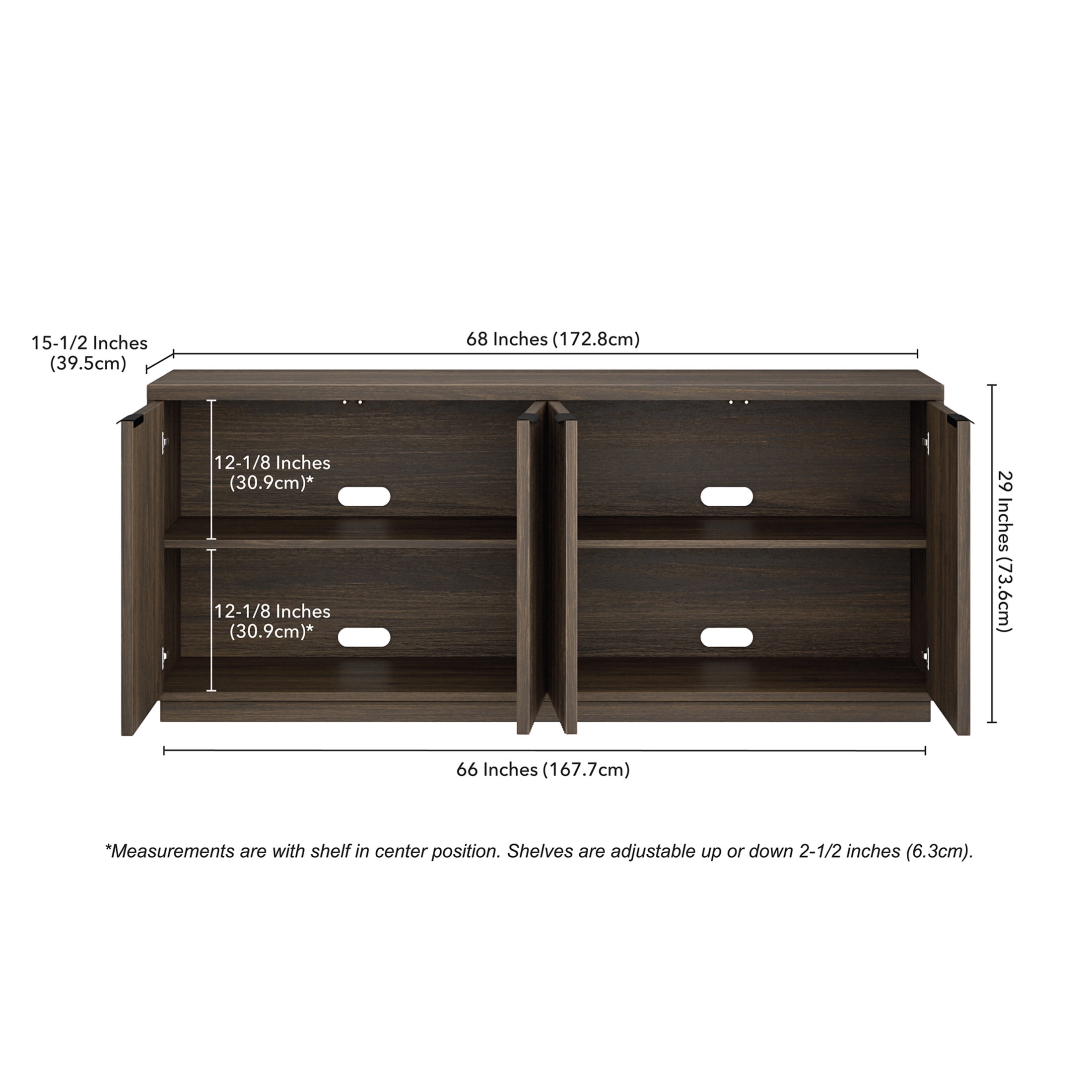 Evelyn&Zoe Modern/Contemporary 68" Wide Alder Brown Buffet Table
