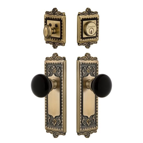 Grandeur 853548 Windsor Solid Brass Rose Single Cylinder Keyed Entry Deadbolt And Knobset