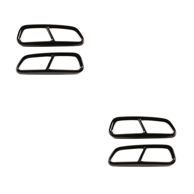 Transemion 2pcs/set Easy Installation Car Exhaust Pipe Cover Trim Durable Stainless Steel Enhanced Protection glossy black 2Set