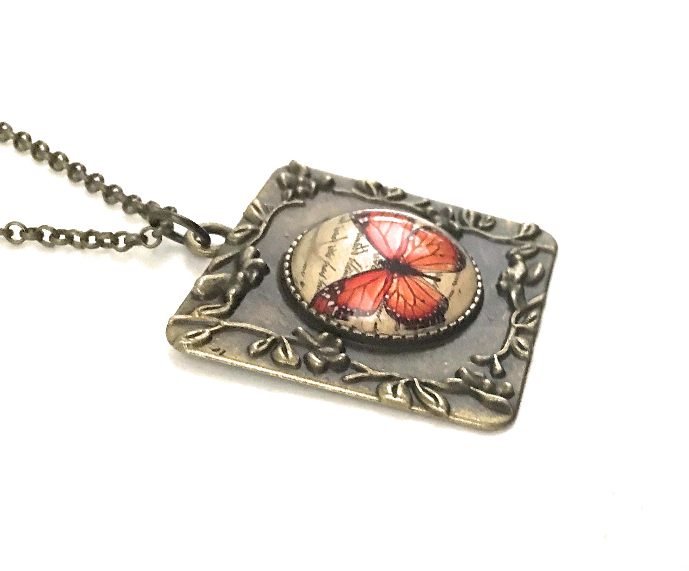 Monarch Butterfly Necklace, Monarch Pendant, Gift for Women, Unique Necklace, Under 25 Dollars