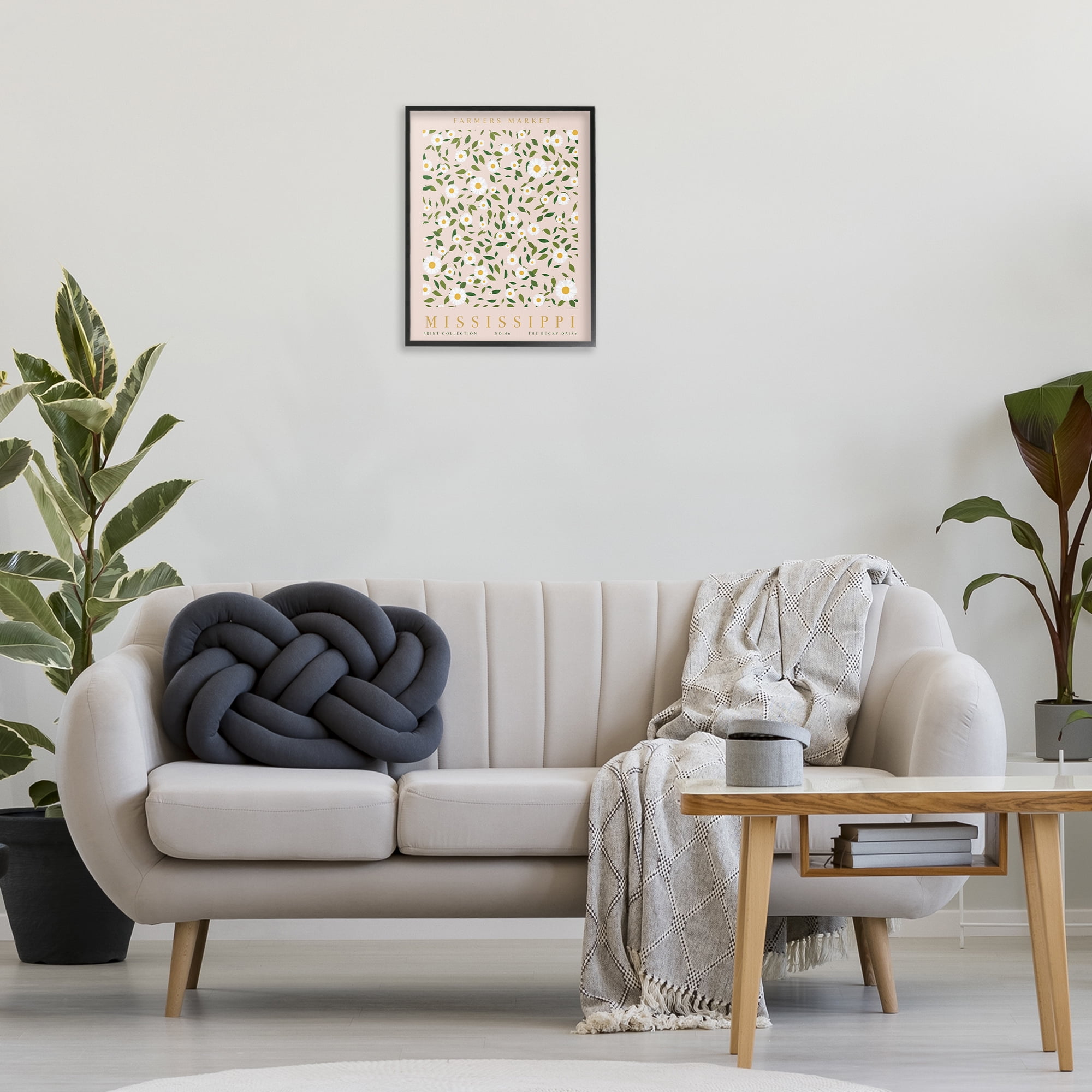 Stupell Industries Mississippi Daisy Pattern Typography Painting Black Framed Art Print Wall Art, 16 x 20