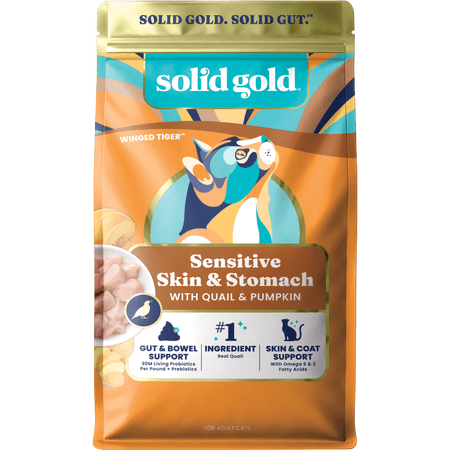 Solid Gold Winged Tiger Sensitive Stomach Dry Cat Food, Quail, 3lb Bag