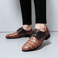 thumbnail image 4 of Men's Lace‑Up Oxford Dress Shoes, Crocodile Embossed Glossy Upper Footwear with Block Low Heel Outsole for Formal Events and Dress‑Up Occasions, 4 of 7