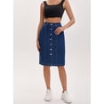 thumbnail image 7 of DARING DIVA Women's Denim Pockets Knee Length Jean Skirts XX-Large Deep Blue, 7 of 7