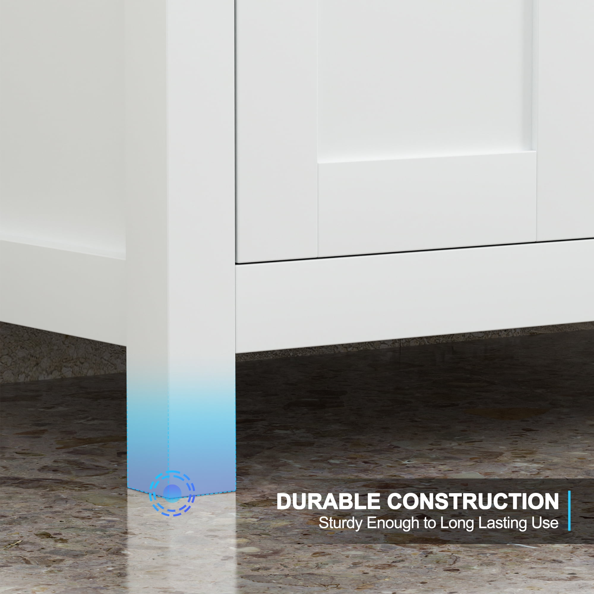 eclife 30 in Bathroom Vanity with Integrated Sink Top, White