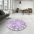 thumbnail image 3 of Ahgly Company Indoor Round Patterned Rich Lilac Purple Area Rugs, 5' Round, 3 of 6