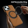 thumbnail image 4 of Allytechgroup Magnetic Case for iPhone 15, Built-in Invisible 360° Rotatable Kickstand, Compatible with MagSafe, PU Leather Slim Shockproof Protective Phone Case Cover, Brown, 4 of 7