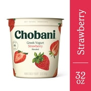 Chobani Non-Fat Greek Yogurt, Strawberry Blended 32 oz Plastic