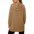 thumbnail image 6 of Otntypg Tunic Hoodies for Women Fashion Lightweight Split Hem Drawstring Casual Long Sleeve Hooded Sweatshirts Tops with Pockets Trendy Atheltic Pullover T-Shirts Khaki XL, 6 of 8