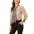 thumbnail image 4 of INSPIRE CHIC Blouse à Manches Longues Boho à Imprimé Floral pour Femme avec Nœud, Col en V, 4 of 5