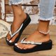 thumbnail image 1 of SAILING Mujer Rhinestone Tacón Inclinado Punta Abierta Zapatillas con Nudo De Lazo Zapatos con Clip Sandalias Cómodas Sandalias De Playa Cómodas Casuales Zapatos Flip Flop, 1 of 4