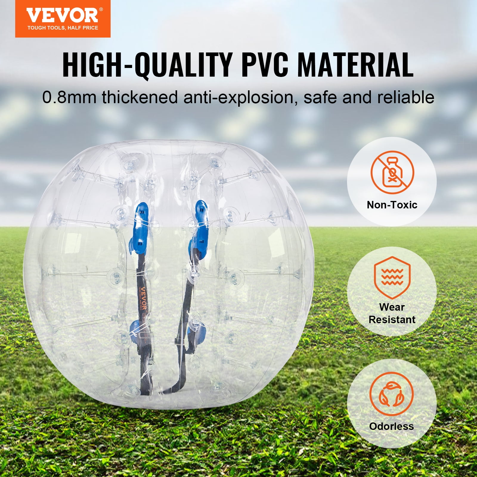 SKYSHALO Inflatable Bumper Ball 1-Pack 4FT/1.2M PVC Sumo Zorb Ball for Teen & Adult