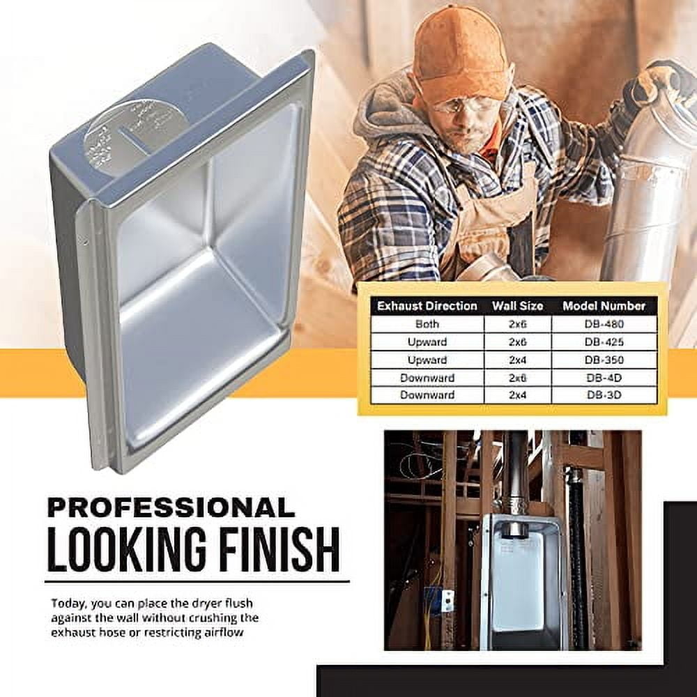New Construction Dryer Box | Indoor Dryer Vent | Recessed Dryer Vent Box With Gas Port | Dryer Vent | Best Dryer Wall Vent Box Model 425 | Upward Dryer Vent | 2x6 wall