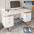 thumbnail image 6 of Techni Mobili Modern Adult Office Desk with Drawers and Storage, 51.25”W, White/Gold RTA-7002-GLD, 6 of 15