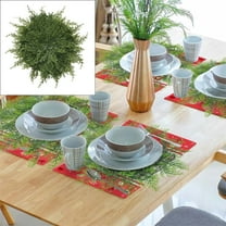 SLUOHZXI Faux Cedar Placemats, Large Greenery Placemats Round Artificial Xmas Place Mats Washable Seasonal Table Decoration for Holiday Party Dining