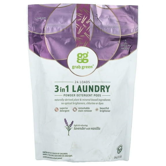Grab Green 3 in 1 laundry detergent lavender with vanilla 24 loads