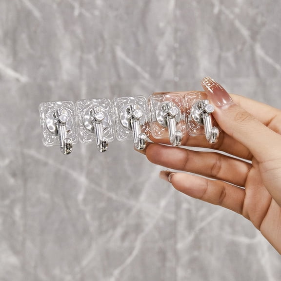 Self Adhesive Towel Hooks for Bathrooms, Sturdy Wall Hooks for Walls No Damage, Plastic Sticky Hooks for Hanging Shower, Bathroom, Kitchen, Robe, Coat, 1 Set, 4.13x0.98"