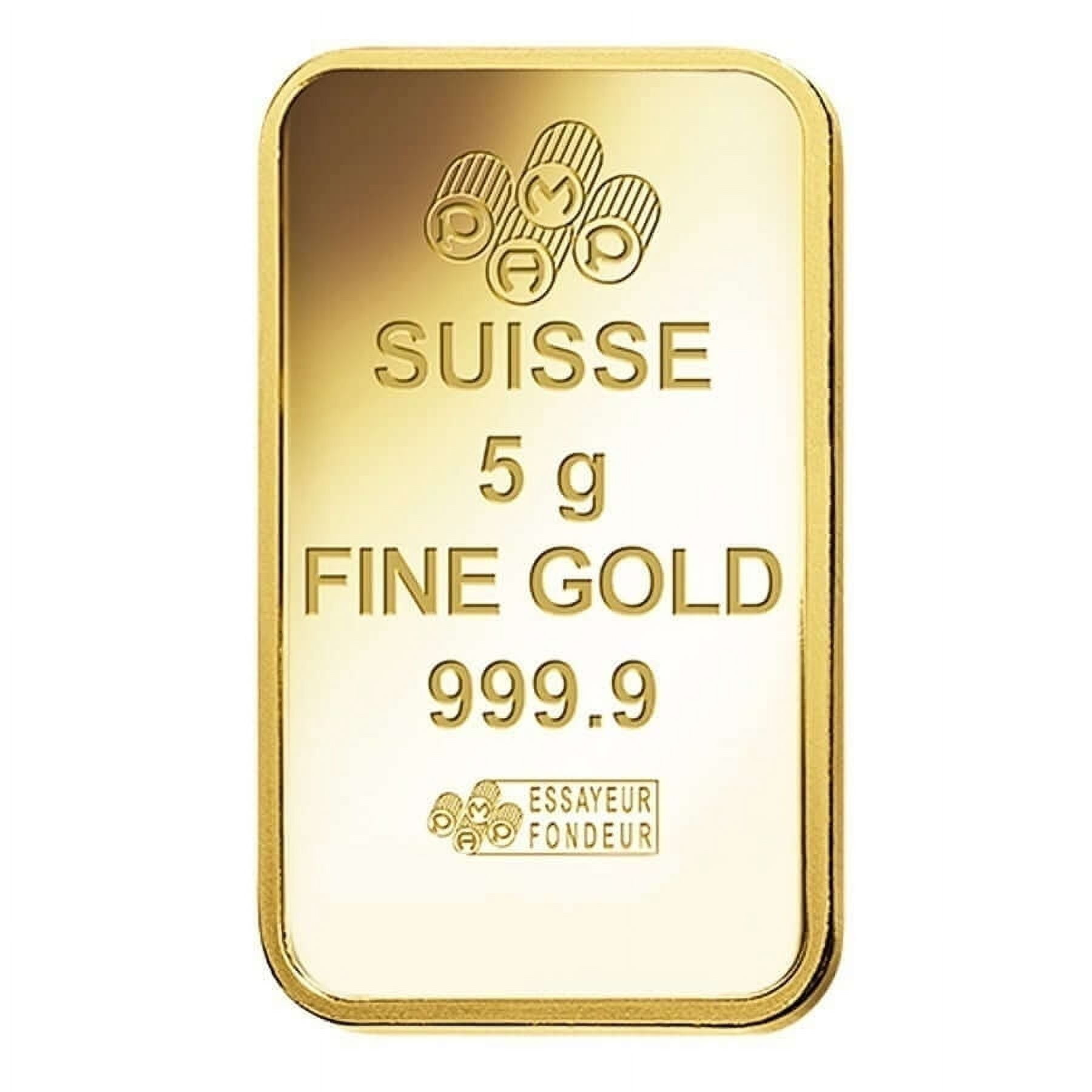 5 Gram Gold Bar PAMP Suisse Lady Fortuna Veriscan .9999 Fine (in Assay)