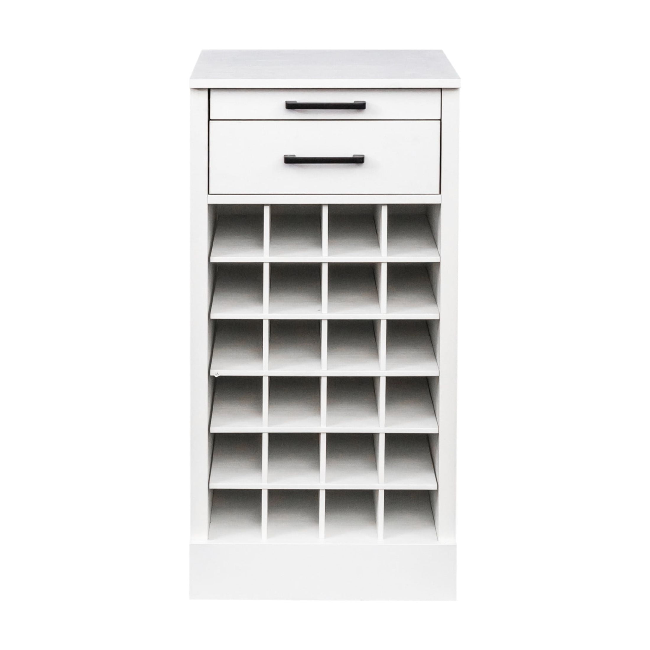 Noble House Wilbur 35.4" 24-Bottle Wine Cabinet, Modular Buffet, Grid Compact Bar Storage, Dining Room, White