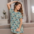 thumbnail image 3 of Fotbe Colorful Pugs Bata de Dormir para Mujer con Estampado, Camisón de Algodón de Manga Corta, Ropa de Dormir Casual, 3 of 6
