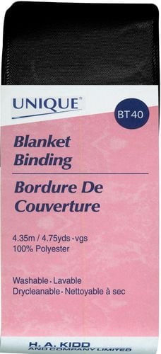 UNIQUE Blanket Binding, White, 52mm x 4.35m, Satin Polyester, 52 mm x 4.35 m