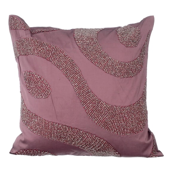 Cushion Covers For Chairs, Purple Decorative Zippered Toss Pillow Covers 16x16 inch (40x40 cm), Taffeta Throw Pillow Covers, Abstract, Swirls, Beaded, Pattern - Whispering With Hue