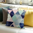 thumbnail image 3 of Triangles Navy Blush Mint Pillows Case Soft Throw Pillow Double-Sided Digital Printing Couch Pillowcase Square, 3 of 5