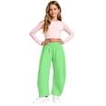 thumbnail image 2 of CPNG Girls Curved Barrel Sweatpants Solid Color Wide Leg Elastic High Waist Casual Pants Loose Street Style Jogger Pants, 2 of 9