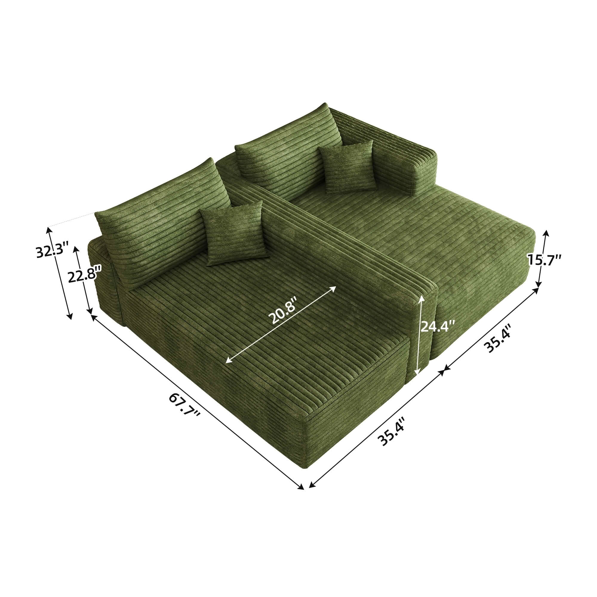 MAYEERTY 103 Inch L‑Shaped Cloud Sectional Sofa, Modern Minimalist Deep‑Seat Corner Couch, Plush Corduroy Upholstered Reversible Sofa, No‑Assembly Required for Living Room Apartment