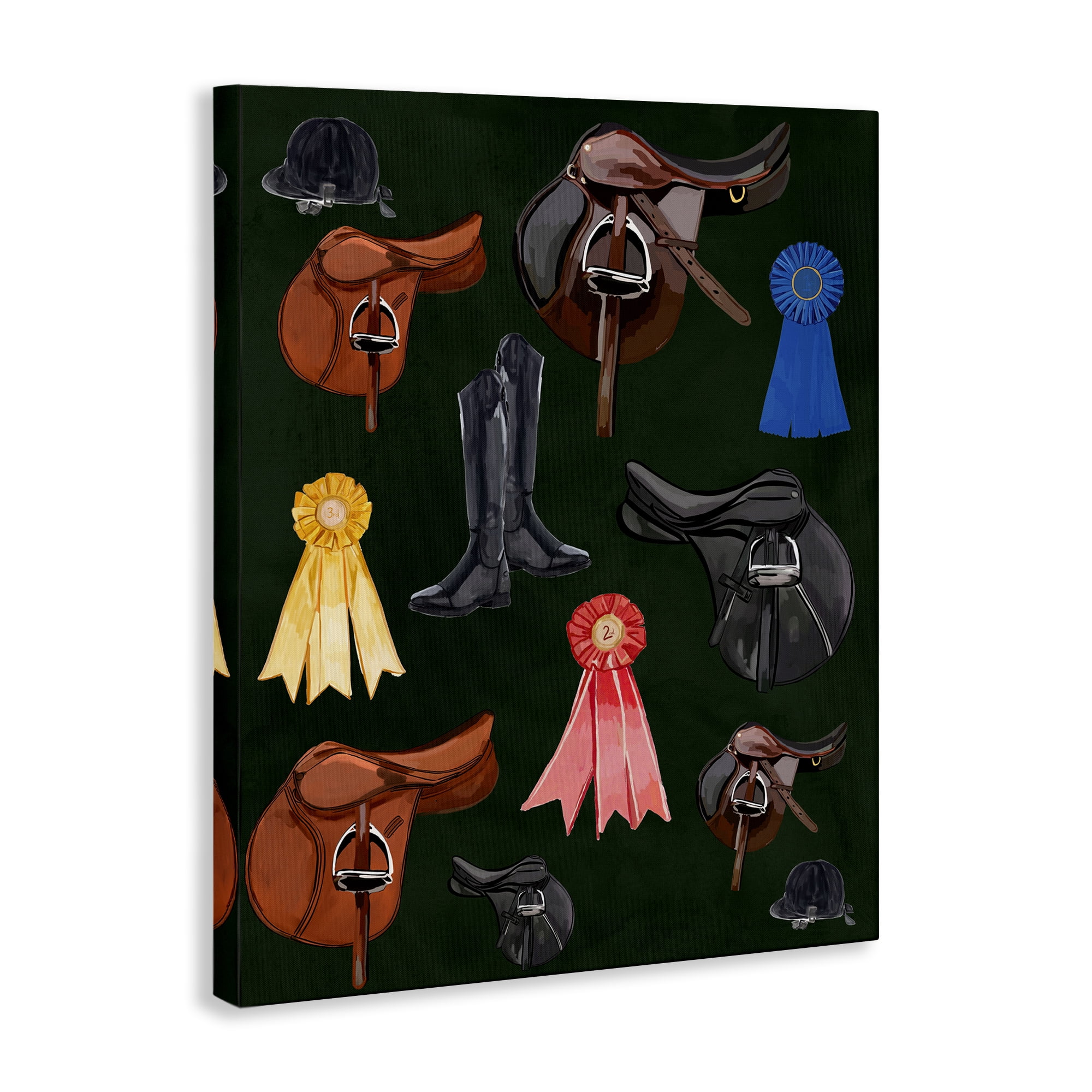 Stupell Industries Equestrian Saddles & Ribbons Sports Painting Gallery Wrapped Canvas Art Print Wall Art, 16 x 20