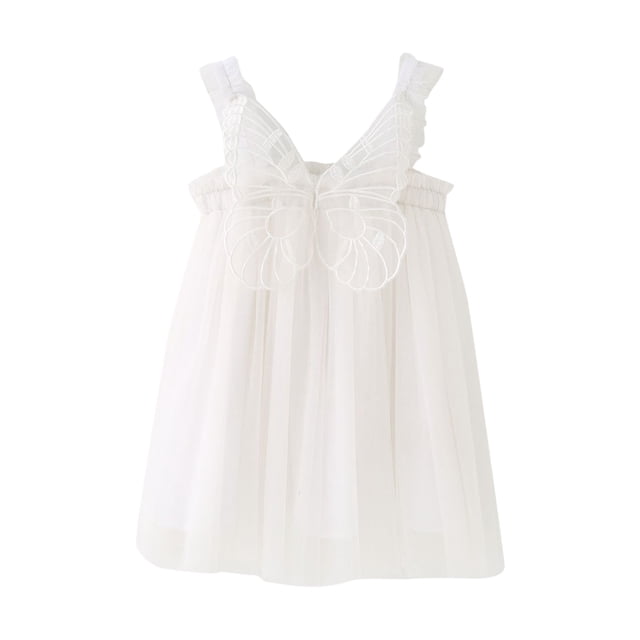 MIASHUI Robe à Bretelles Sans Manches pour Tout-Petites Filles pour Fête Dansante et Blanc, 2-3 Ans
