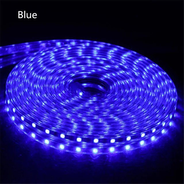 Tira de luces LED de alta calidad CA 220V 5050SMD 60LEDs/m lámpara blanca cálida Flexible para exteriores cinta LED impermeable con enchufe de alimentación de la UE
