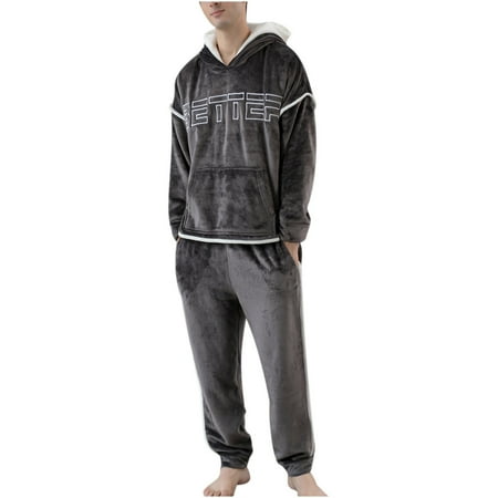 

Honeeladyy Clearance under 10$ Couple Pajamas Pocket Long Sleeve Hooded Pajamas Two Piece Set Home Service