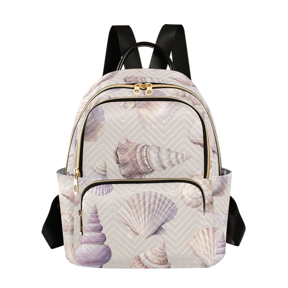 FORMRS Mini Backpack Purse for Women Quilted Travel Daypack Casual Shoulder Bag, Purple Watercolor Seashells