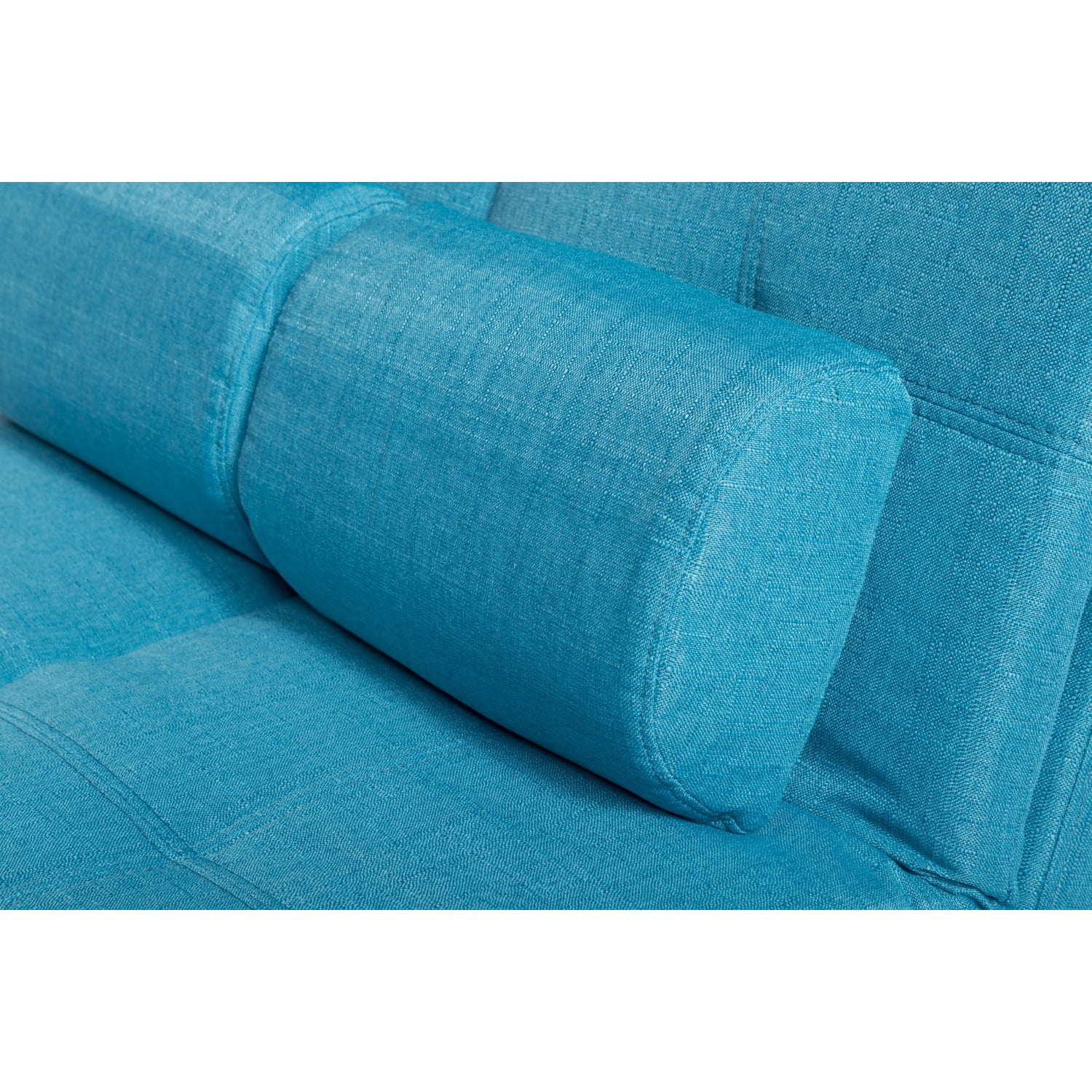 Kadyn 63.4" Futon Sofa bed, Polyester Upholstered Sofa bed with 2 arm cushions, Modern Futon Sofa bed for apartment, Blue