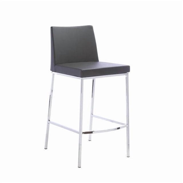 Modern Black PU Stool, Stainless Steel Frame, Counter 26"H. Stool Chair ideal for Kitchen Island Counter.