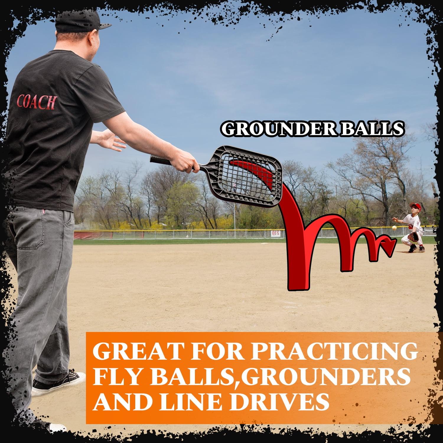 ‌FITPLAY Baseball Racket for Fly Balls, 14 Oz Fungo Racket Baseball and Softball, Practice Hitting Grounders and Pop Flies (New)